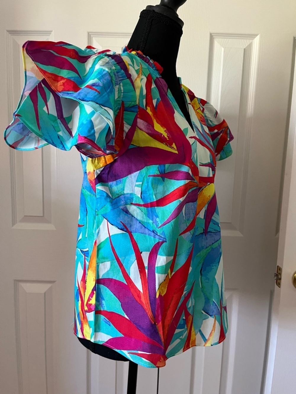 Maude Vivante Marine Flora Tropical Print Blouse Medium NWT - Picture 5 of 9